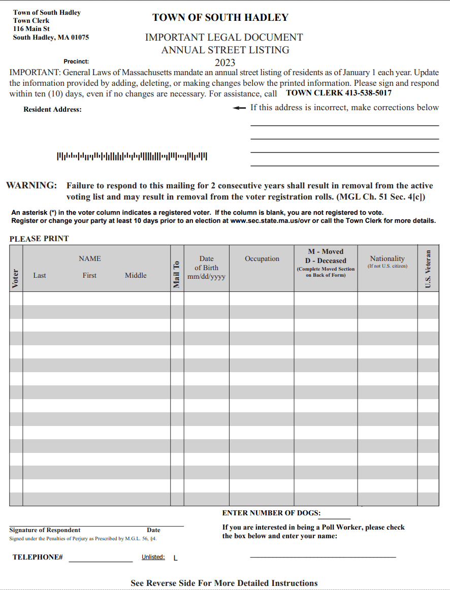 2023 Blank Census Form