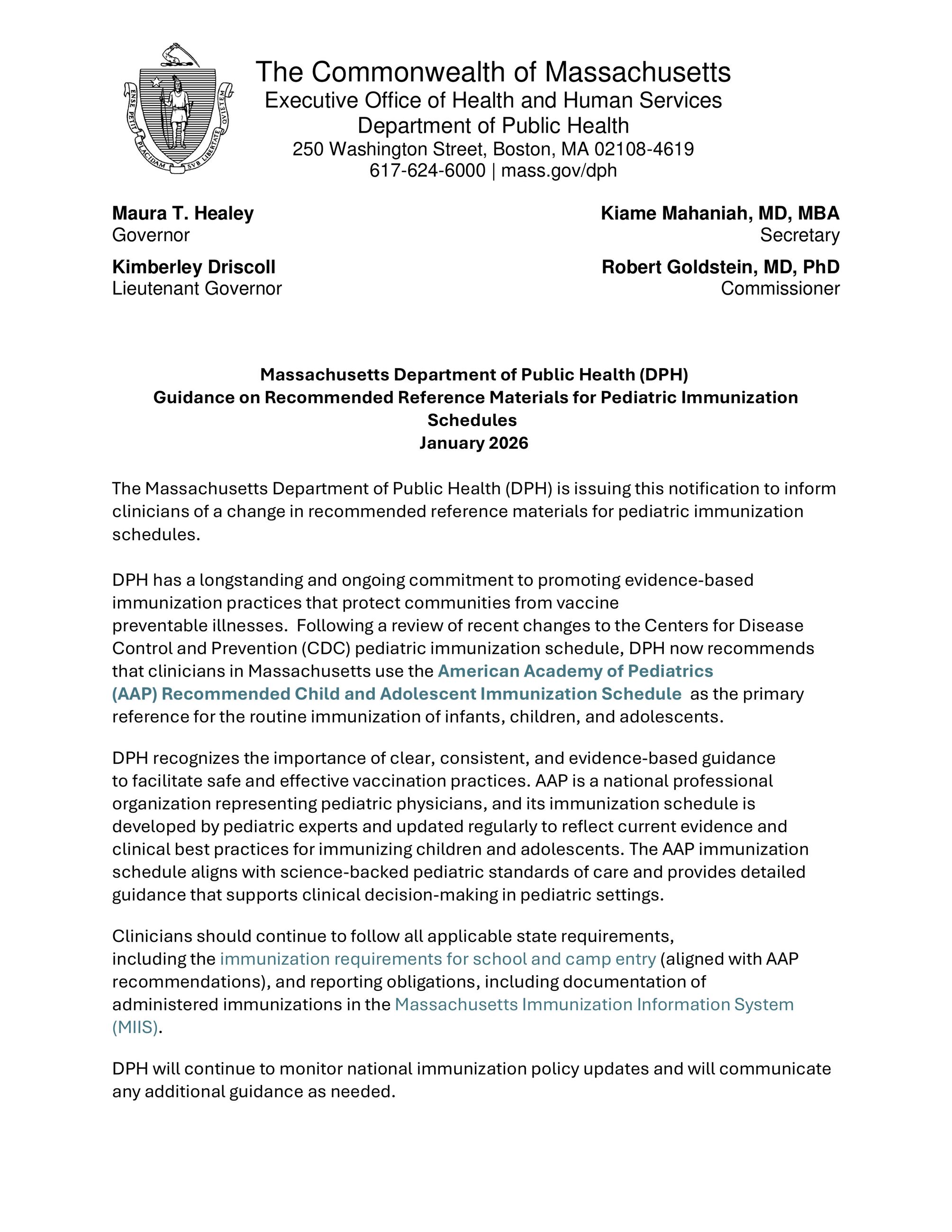 Guidance on Recommended Reference Materials for Pediatric Immunization Schedules January 2026-1