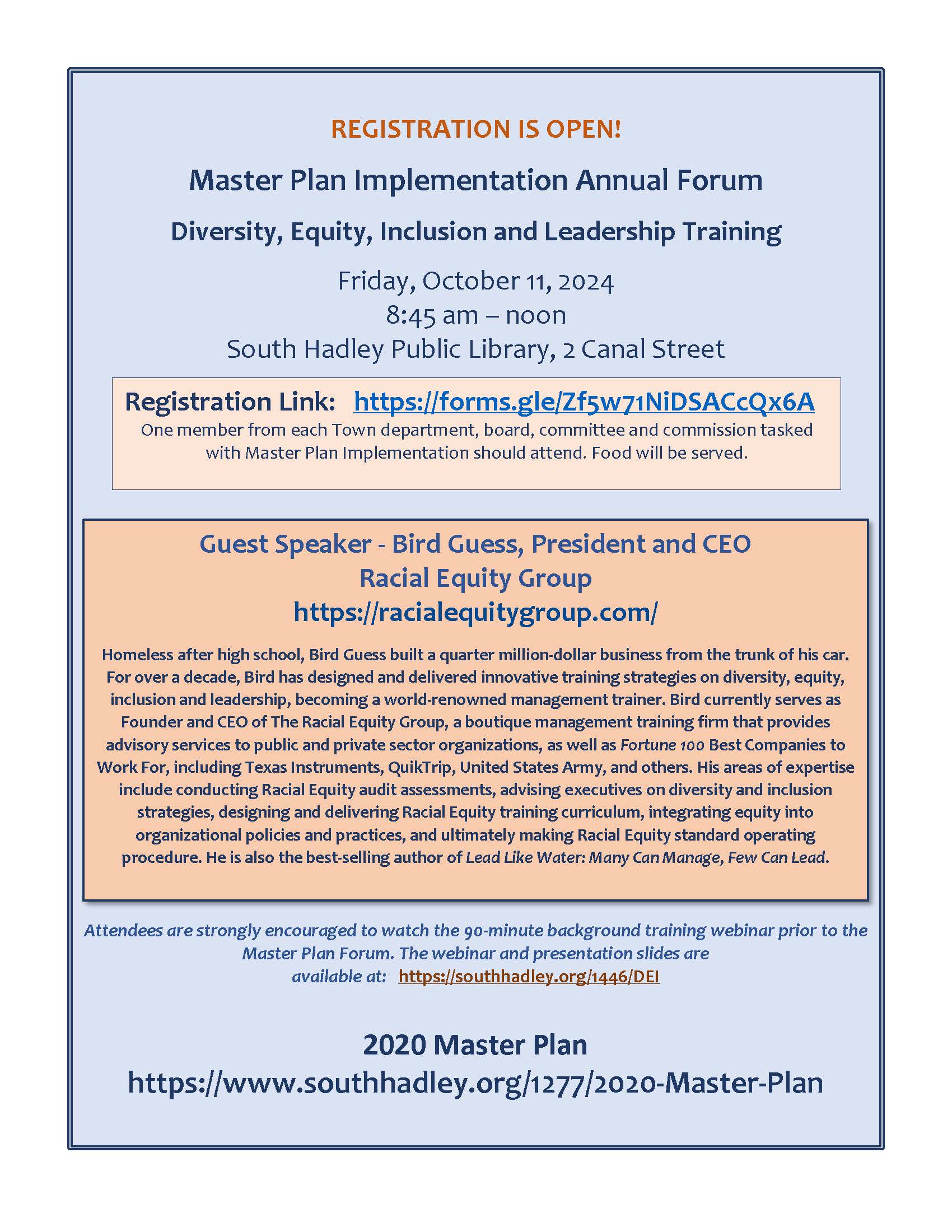 Master Plan Annual Forum - Registration Flier 10.11.24