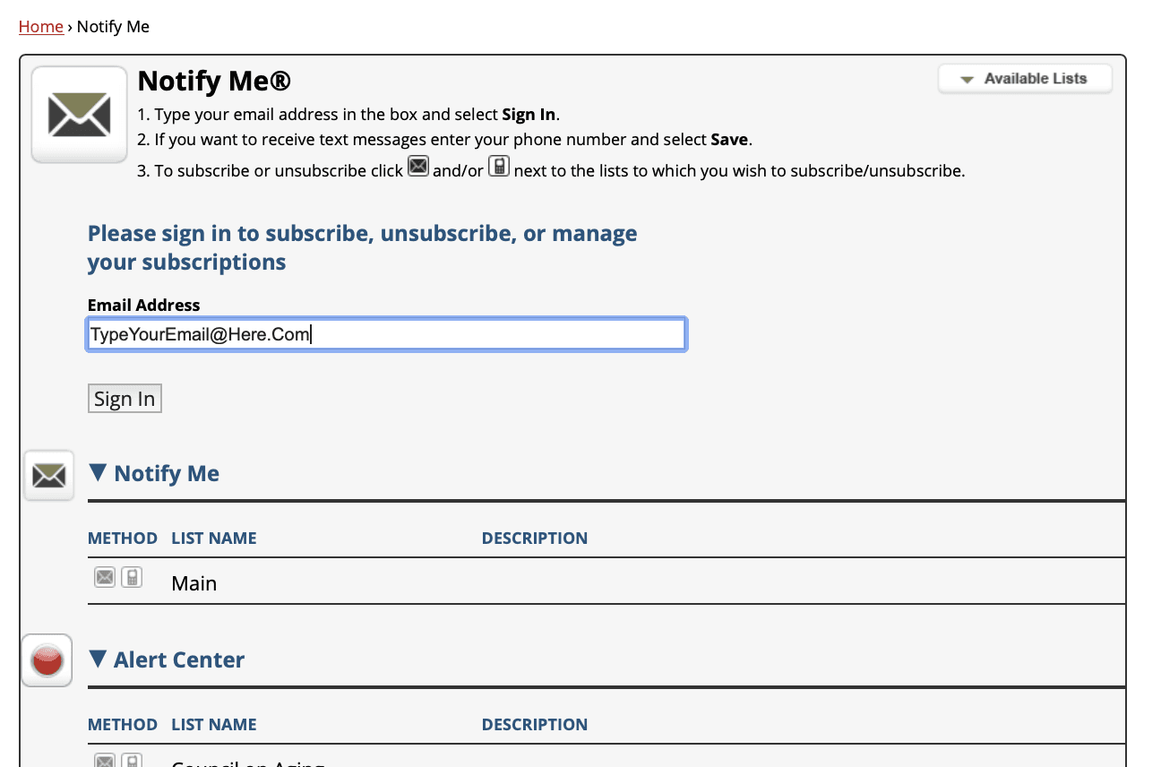 News Announcement email